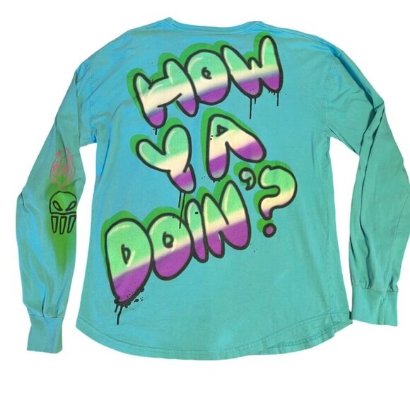 Disney Villains Hades Long Sleeve T Shirt How Ya Doin” Graffiti Oversize Spirit - Picture 2 of 5